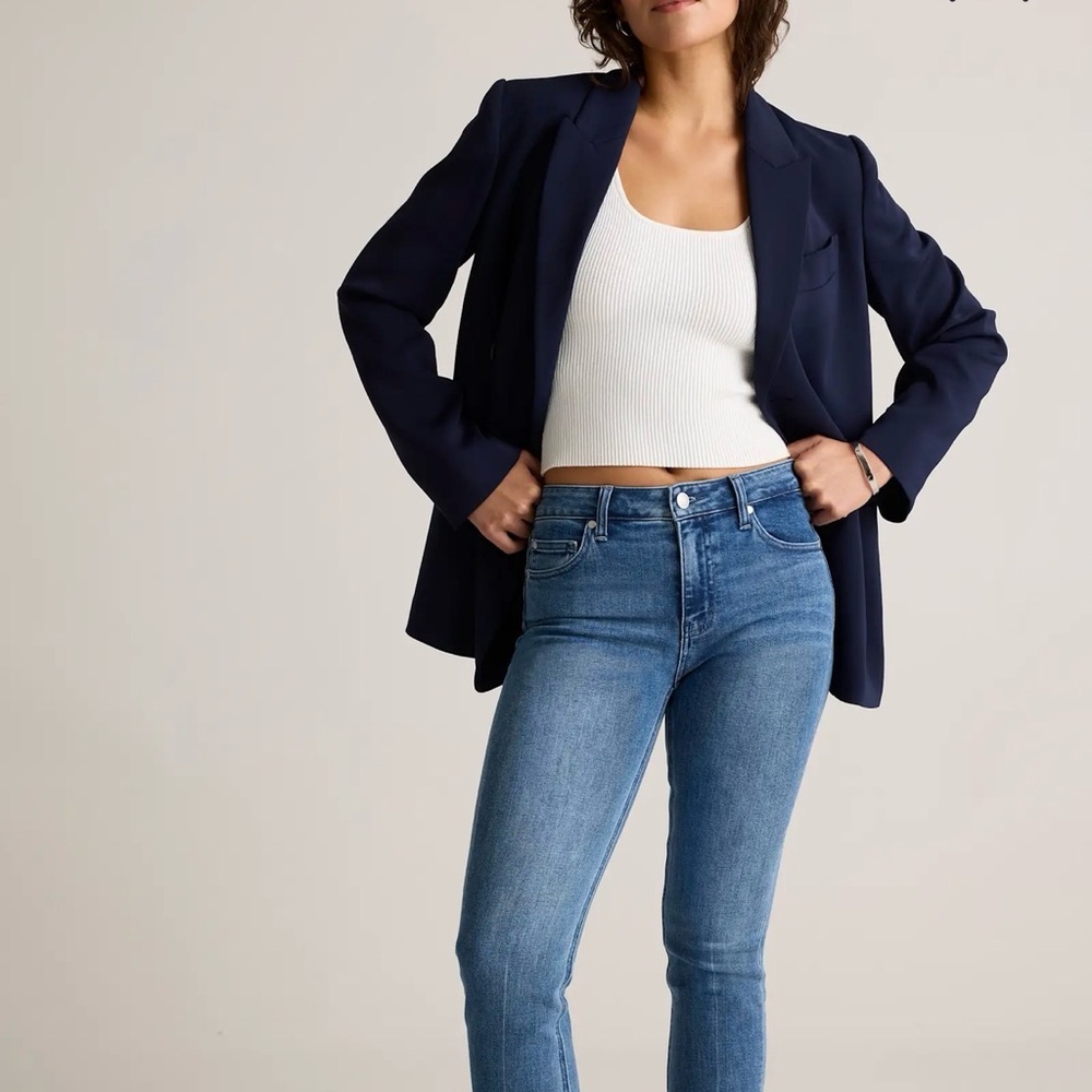 NWT Quince Luna Stretch Slim Straight Jeans Seaside Blue Size 30 - Picture 4 of 9